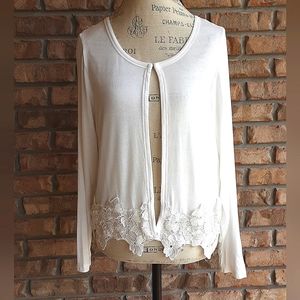 Fair Lady White Viscose Long Sleeve Cardigan Sweater.